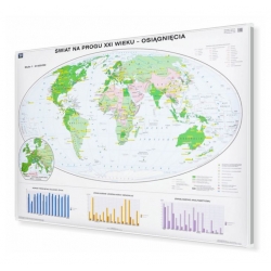 Świat na progu XXI w. Osiągnięcia 160x120cm. Mapa w ramie aluminiowej.