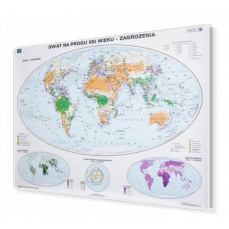 Świat na progu XXI w. Zagrożenia 160x120cm. Mapa do wpinania.