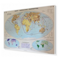 Świat górnictwo i energetyka 160x120cm. Mapa w ramie aluminiowej.
