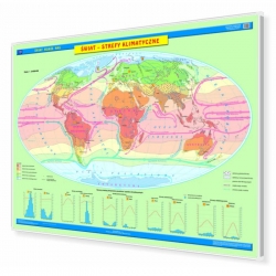 Świat strefy klimatyczne 160x120 cm. Mapa magnetyczna.