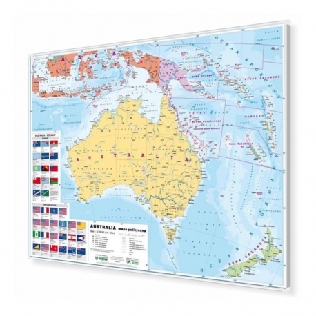Australia polityczna 148x98cm. Mapa w ramie aluminiowej.