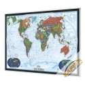 Świat Polityczny Dekoracyjny 117x78cm. Mapa w ramie aluminiowej.