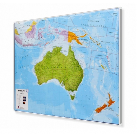 Australia polityczna 125x100cm. Mapa w ramie aluminiowej.