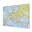 Europa fizyczno-drogowa 180x120cm. Mapa w ramie aluminiowej.