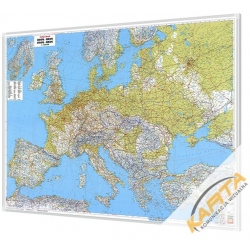 Europa Fizyczno-Drogowa 126x90 cm. Mapa w ramie aluminiowej.