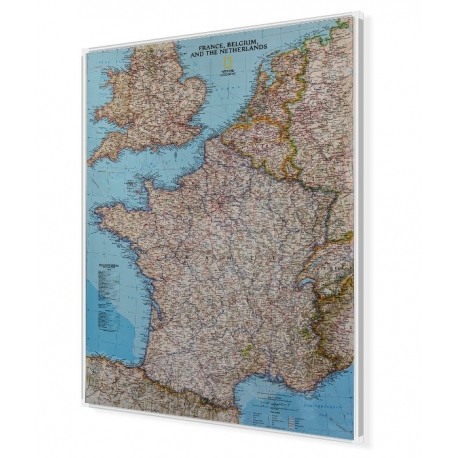 Francja, Belgia, Holandia, Anglia, Walia 64x77cm. Mapa w ramie aluminiowej.