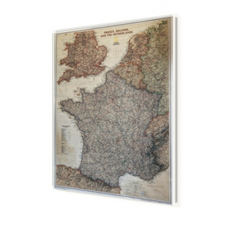 Francja, Belgia, Holandia, Anglia, Walia ekskluzywna 64x77cm. Mapa do wpinania.