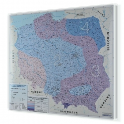 Polska z podziałem na strefy obciążenia śniegiem 130x120 cm. Mapa magnetyczna.