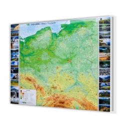 Polska fizyczna 173x137cm. Mapa w ramie aluminiowej.