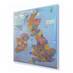 Wyspy Brytyjskie/Wielka Brytania i Irlandia administracyjno-drogowa 96x111cm. Mapa w ramie aluminiowej.