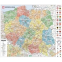 Polska Administracyjno-drogowa (tablice rejestracyjne) 164x136cm. Mapa ścienna.