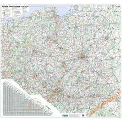Polska samochodowa (drogowa) 152x136cm. Mapa ścienna.
