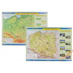 Polska ukształtowanie powierzchni (fizyczna)/krajobrazy 162x120cm. Mapa ścienna dwustronna.