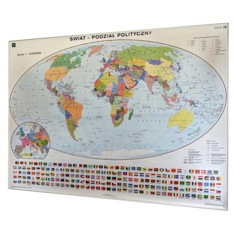 Świat Polityczny 200x140cm. Mapa w ramie aluminiowej.