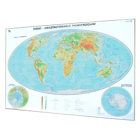 Świat fizyczny - ukształtowanie powierzchni 200x140 cm. Mapa magnetyczna.