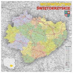 Świętokrzyskie administracyjno-drogowa 104x98cm. Mapa ścienna.