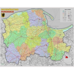 Pomorskie administracyjno-drogowa 114x94cm. Mapa ścienna.