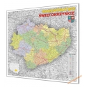 Świętokrzyskie administracyjno-drogowa 100x98 cm. Mapa w ramie aluminiowej.