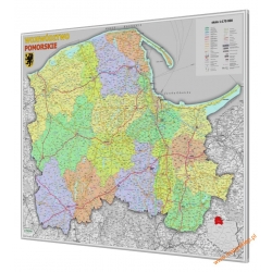 Pomorskie administracyjno-drogowa 114x94 cm. Mapa w ramie aluminiowej.