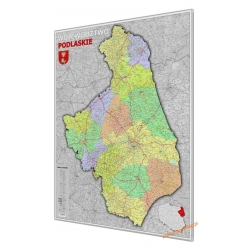 Podlaskie administracyjno-drogowa 100x130 cm. Mapa w ramie aluminiowej.