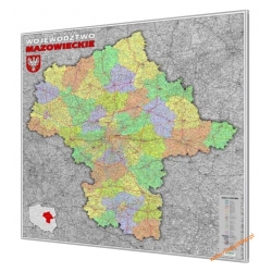 Mazowieckie administracyjno-drogowa 128x132 cm. Mapa w ramie aluminiowej.