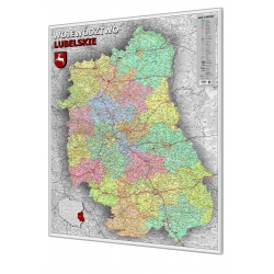 Lubelskie administracyjno-drogowa 100x120cm. Mapa w ramie aluminiowej.