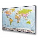 Świat Polityczny 138x97cm. Mapa w czarnej ramie aluminiowej.