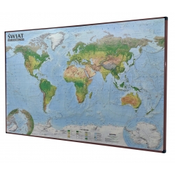 Świat Krajobrazowy 138x95cm. Mapa w brązowej ramie aluminiowej.