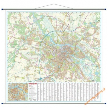 Wrocław/plan miasta 140x134cm. Mapa ścienna.