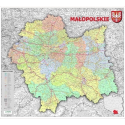 Małopolskie adminstracyjno-drogowa 104x122cm. Mapa ścienna.