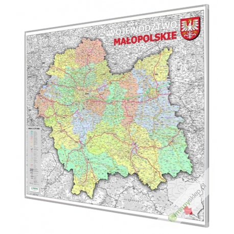 Małopolskie 100x 120cm. Mapa w ramie aluminiowej.