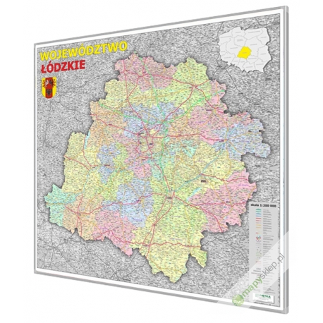 Łódzkie 115x132 cm. Mapa w ramie aluminiowej.