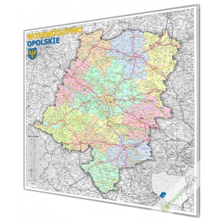 Opolskie 100x120 cm. Mapa w ramie aluminiowej.