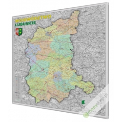 Lubuskie administracyjno-drogowa 100x118 cm. Mapa w ramie aluminiowej.