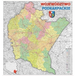 Podkarpackie administracyjno-drogowa 104x104cm. Mapa ścienna.