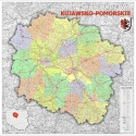 Kujawsko-Pomorskie administracyjno-drogowa 106x98cm. Mapa ścienna.