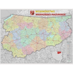 Warmińsko-Mazurskie administracyjno-drogowa 120x100 cm. Mapa ścienna.