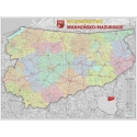 Warmińsko-Mazurskie administracyjno-drogowa 132x90cm. Mapa ścienna.