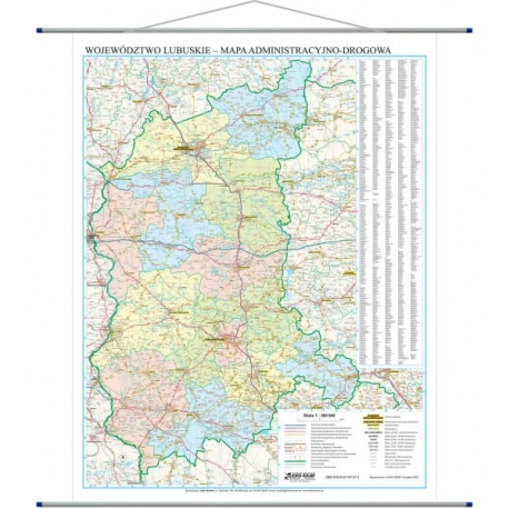 Mapa woj. Lubuskie 90x115cm.Mapa scienna