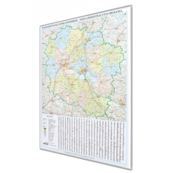 Kujawsko-Pomorskie administracyjno-drogowa 104x124cm. Mapa w ramie aluminiowej.