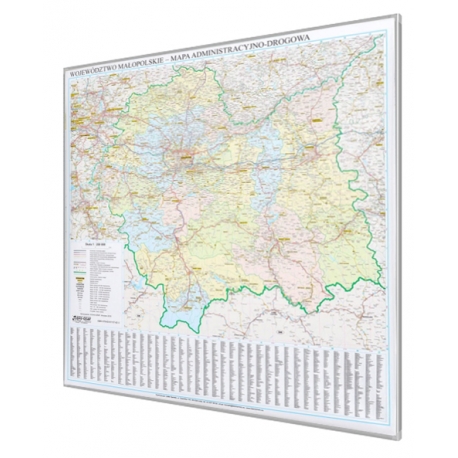 Małopolskie 105x99 cm. Mapa w ramie aluminowej.
