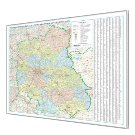 Lubelskie administracyjno-drogowa 105x131cm. Mapa do wpinania.