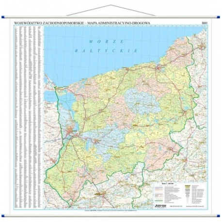 Zachodniopomorskie administracyjna 128x133 cm. Mapa ścienna.