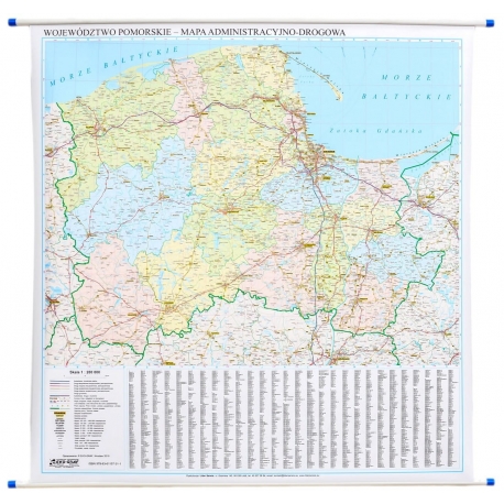 Pomorskie administracyjno-drogowa 143x100 cm. Mapa ścienna.