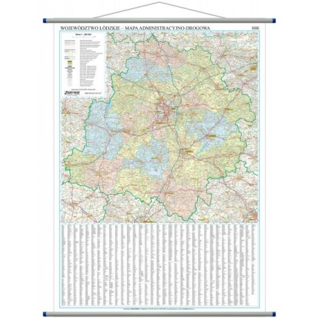 M-DR Woj. Łódzkie 1:200 Ekograf Mapa ścienna 103x114cm adm-drog.