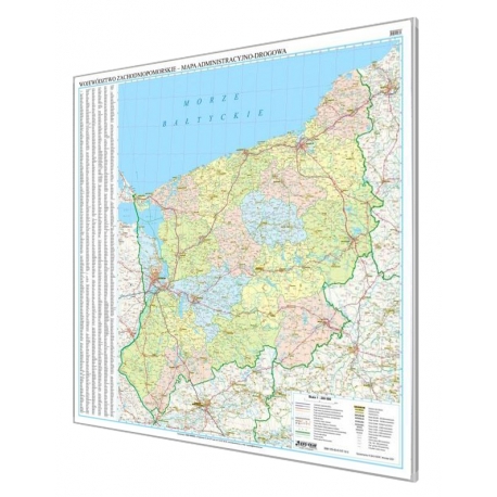 Zachodniopomorskie administracyjno-drogowa 123x128cm. Mapa do wpinania.