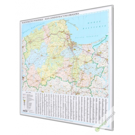 Pomorskie 106x121 cm. Mapa w ramie aluminiowej.