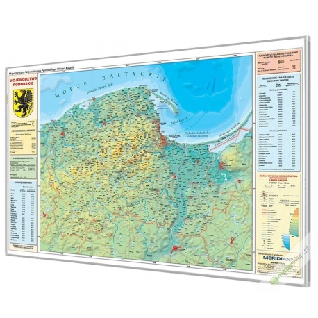 Pomorskie fizyczna 160x120cm. Mapa do wpinania.