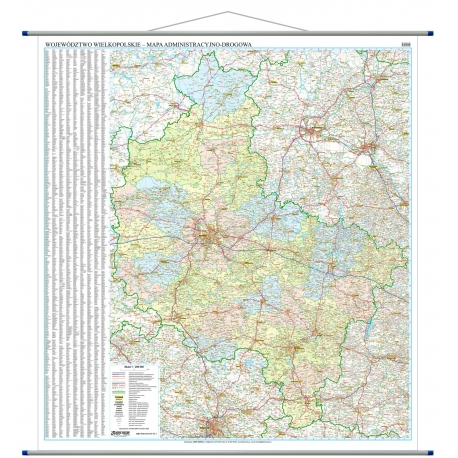 Wielkopolskie administracyjno-drogowa 144x160 cm. Mapa ścienna.
