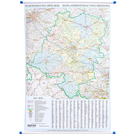 Opolskie administracyjno-drogowa 78x111 cm. Map ścienna.